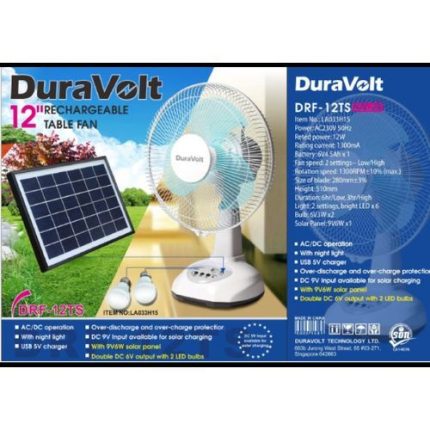 Dura Volt Solar Rechargeable Fan