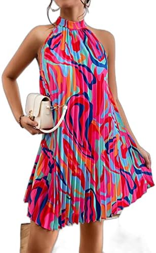 Allover Print Tie Back Halter Dress